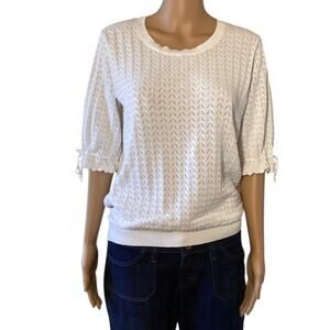 Brooks Brothers Red Fleece white sweater strech ribbed hem